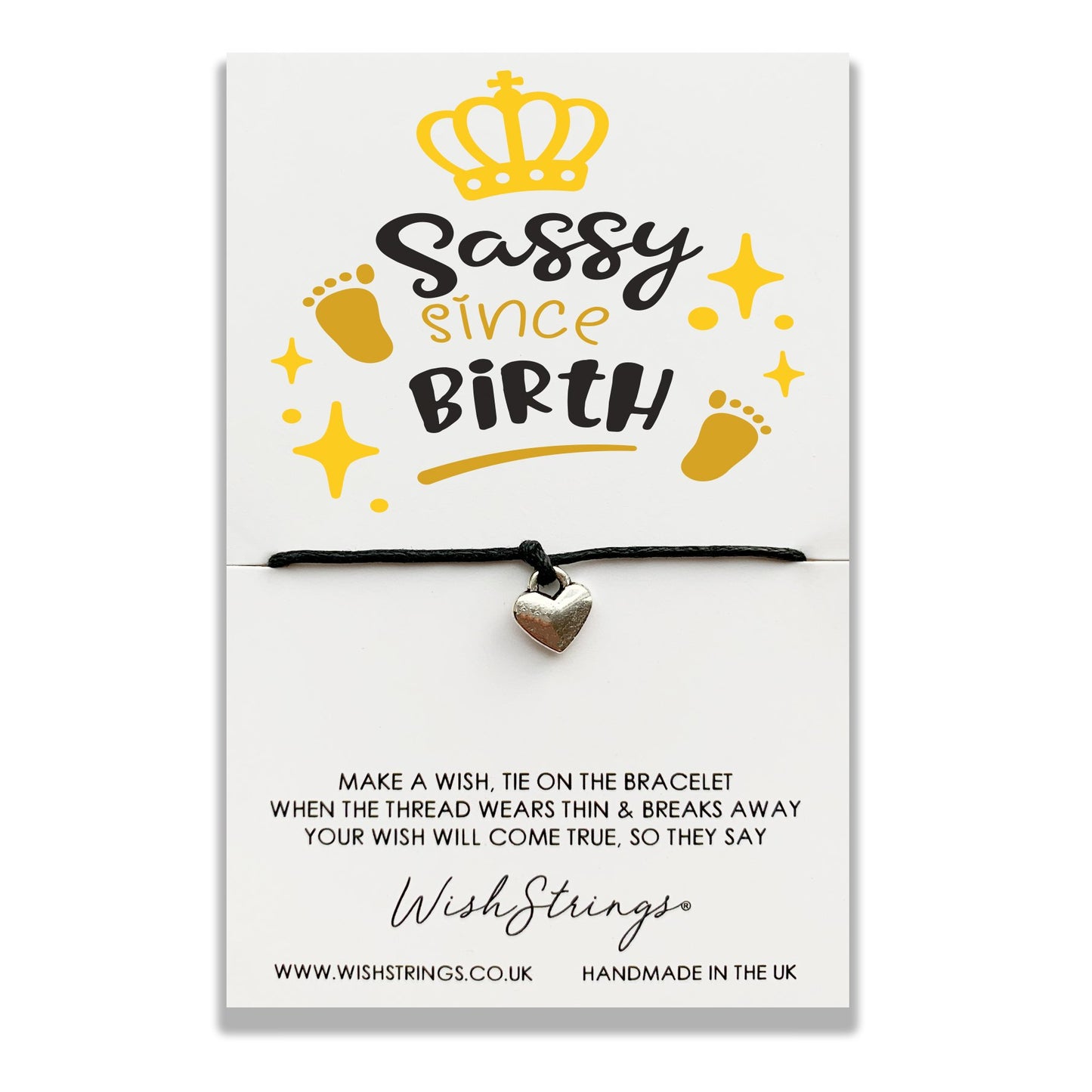 Sassy Since Birth Wish String Bracelet With Lucky Charm
