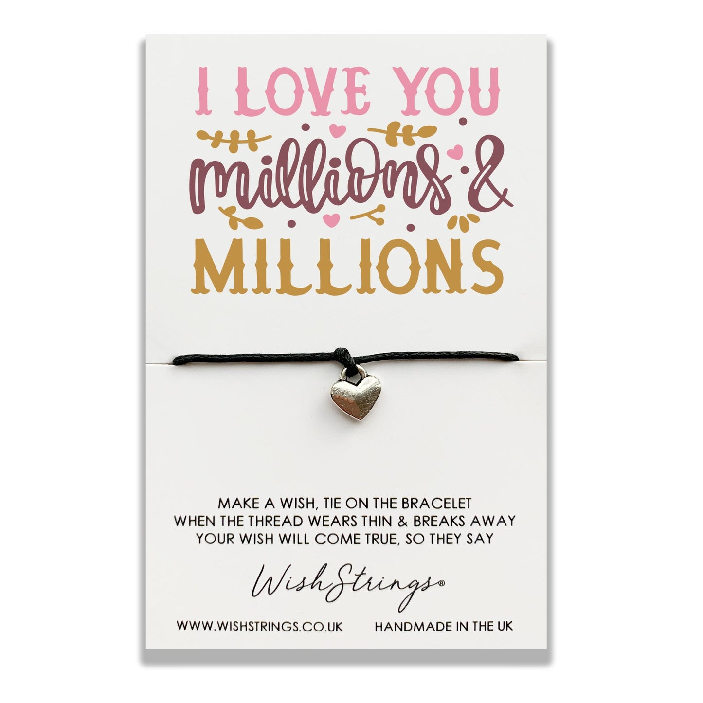 I Love You Millions Wish String Bracelet With Lucky Charm