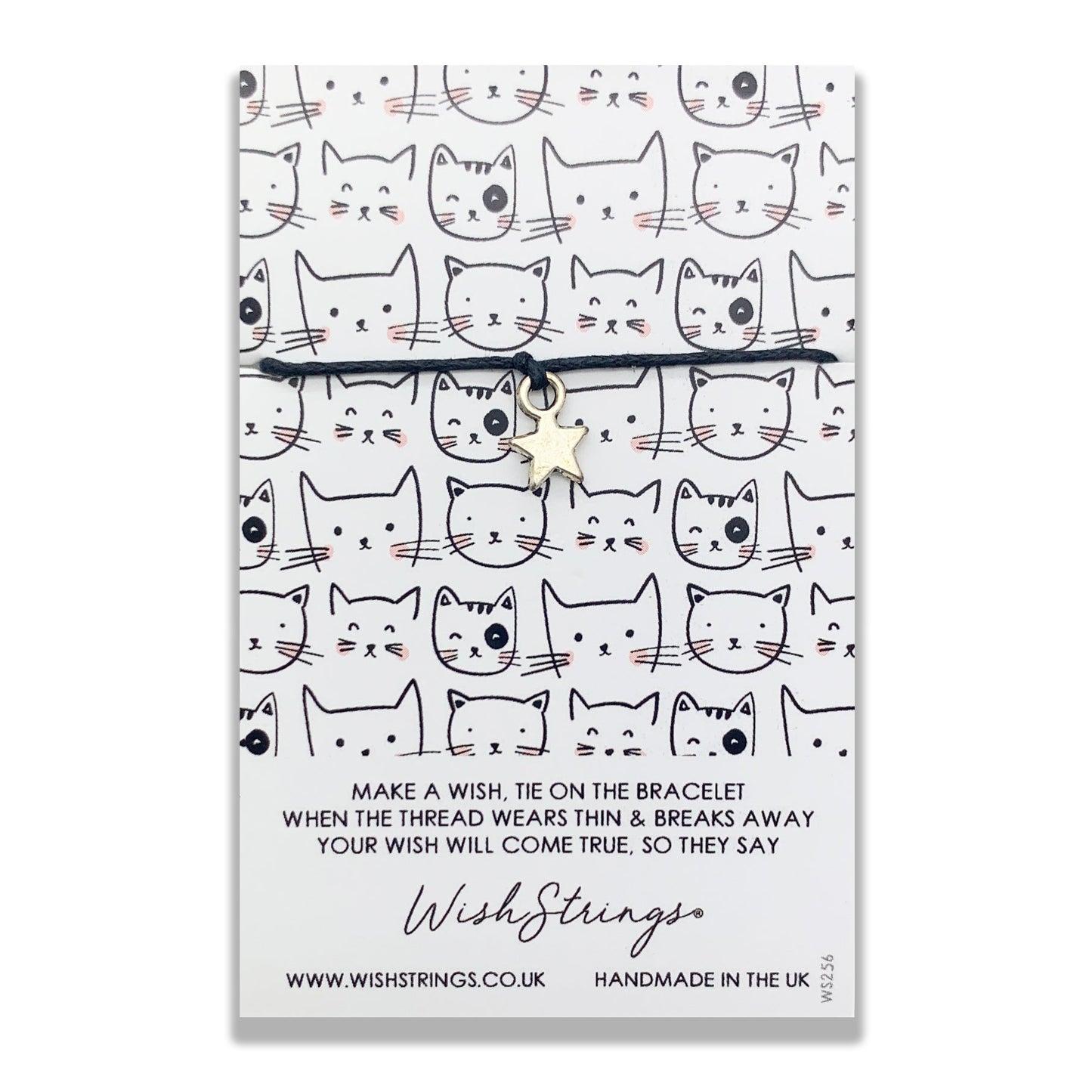 Cat Pattern Wish String Bracelet With Lucky Charm