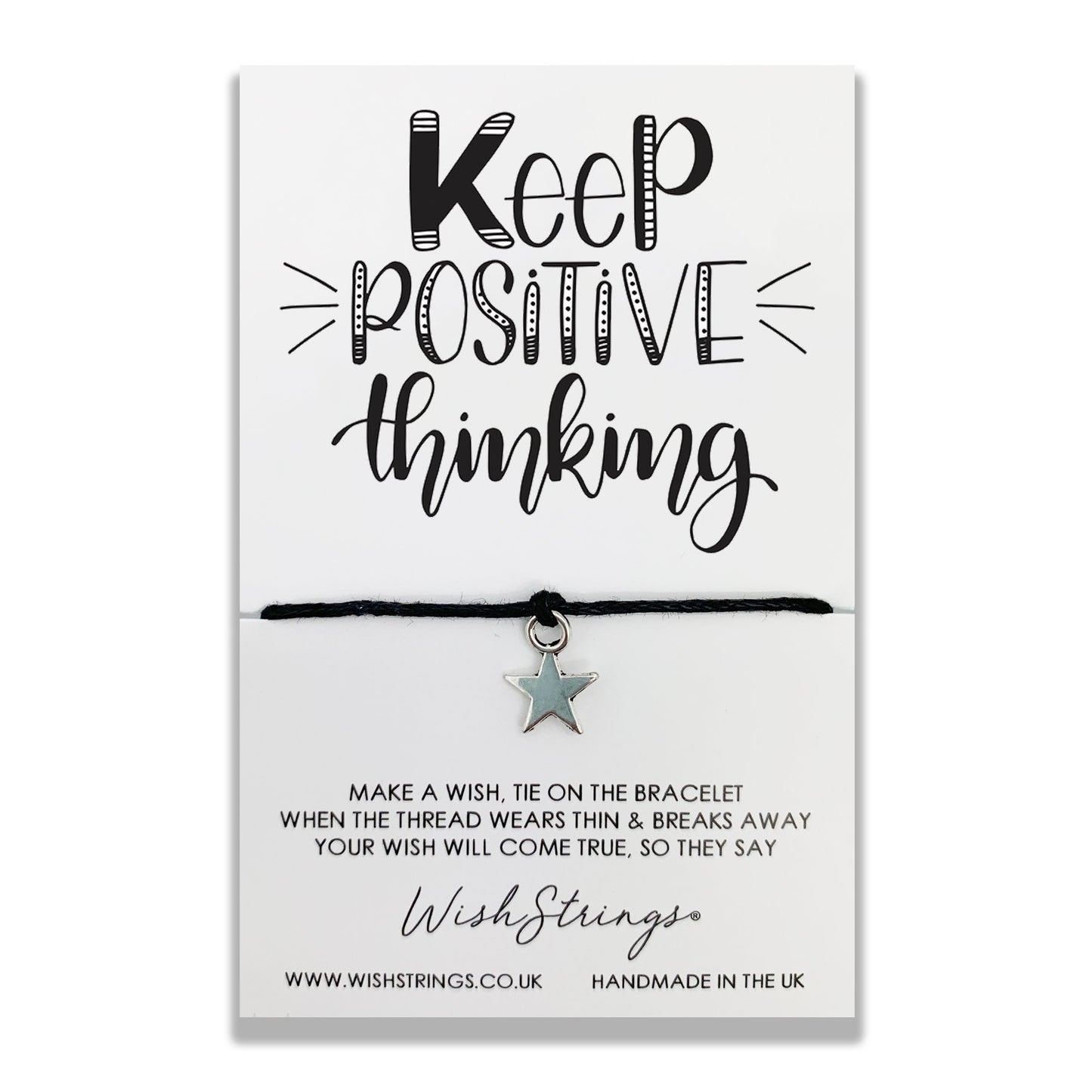 Keep Positive Thinking Wish String Bracelet With Lucky Charm