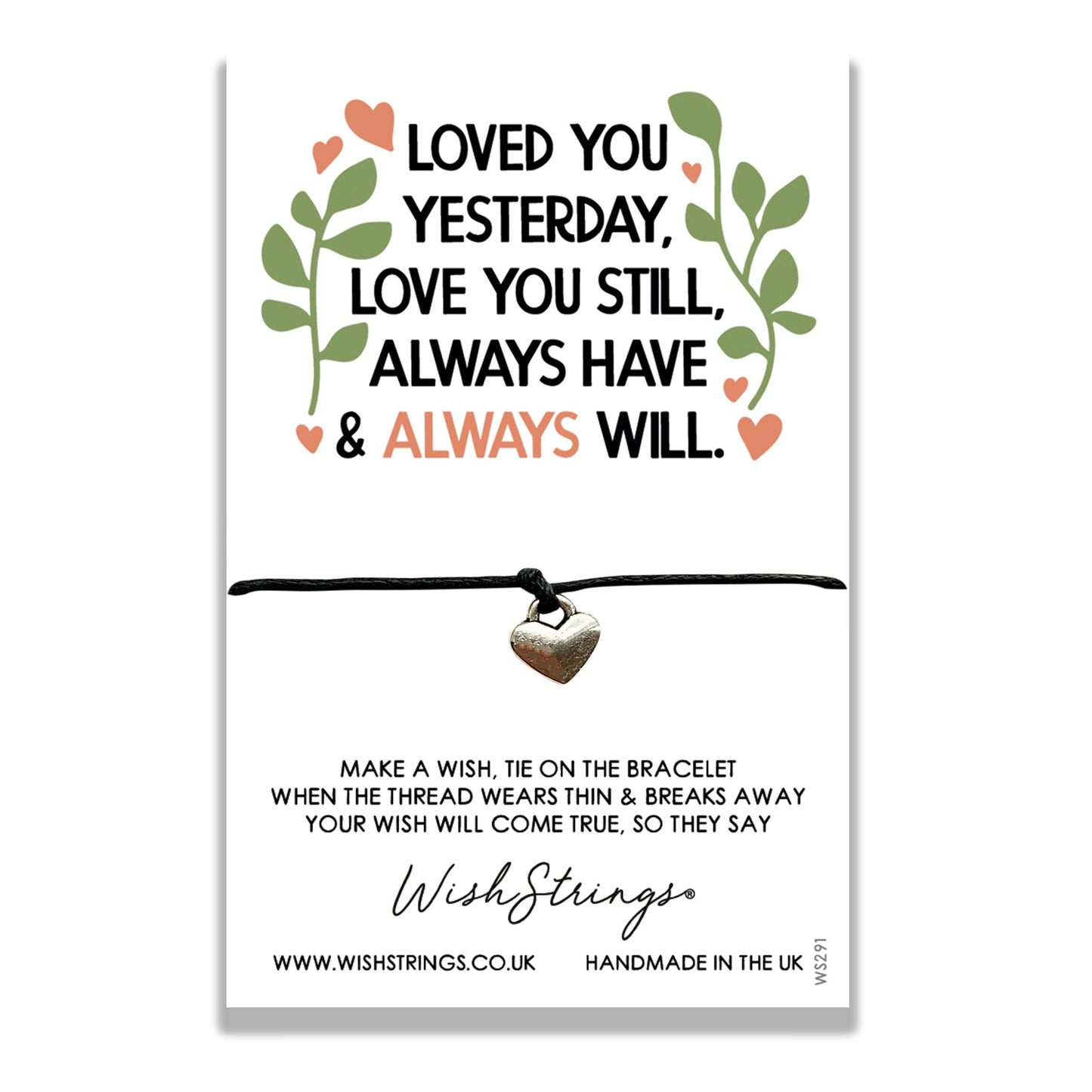 Loved You Yesterday Wish String Bracelet With Lucky Charm