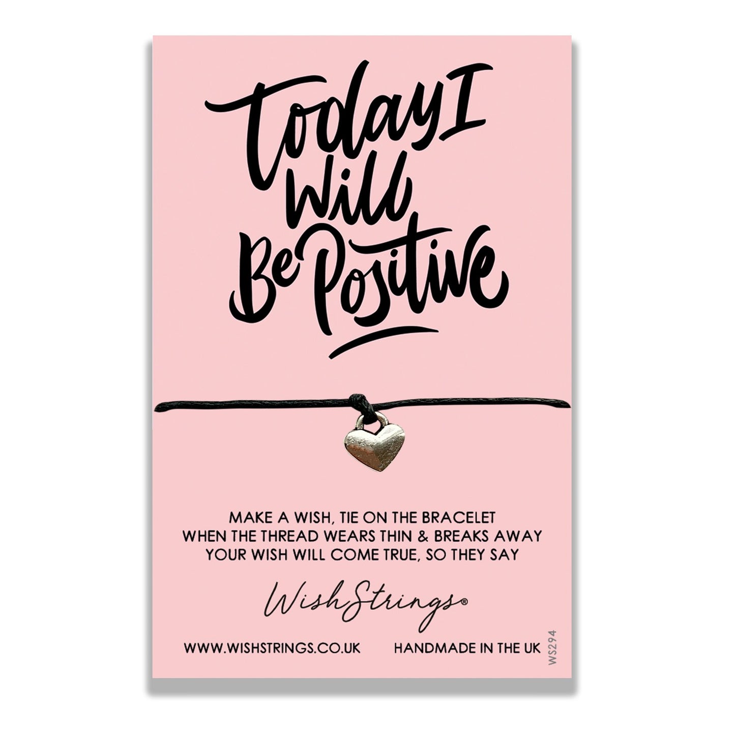 Today I Will Be Positive Wish String Bracelet With Lucky Charm