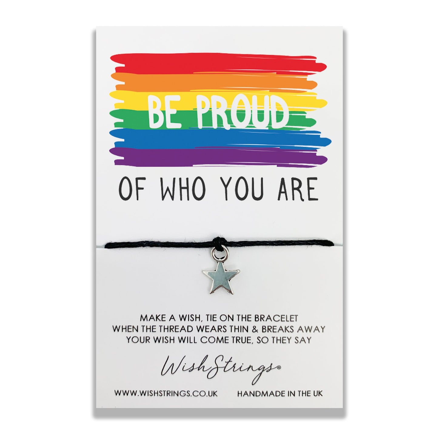 Be Proud Of Who You Are Wish String Bracelet With Lucky Charm