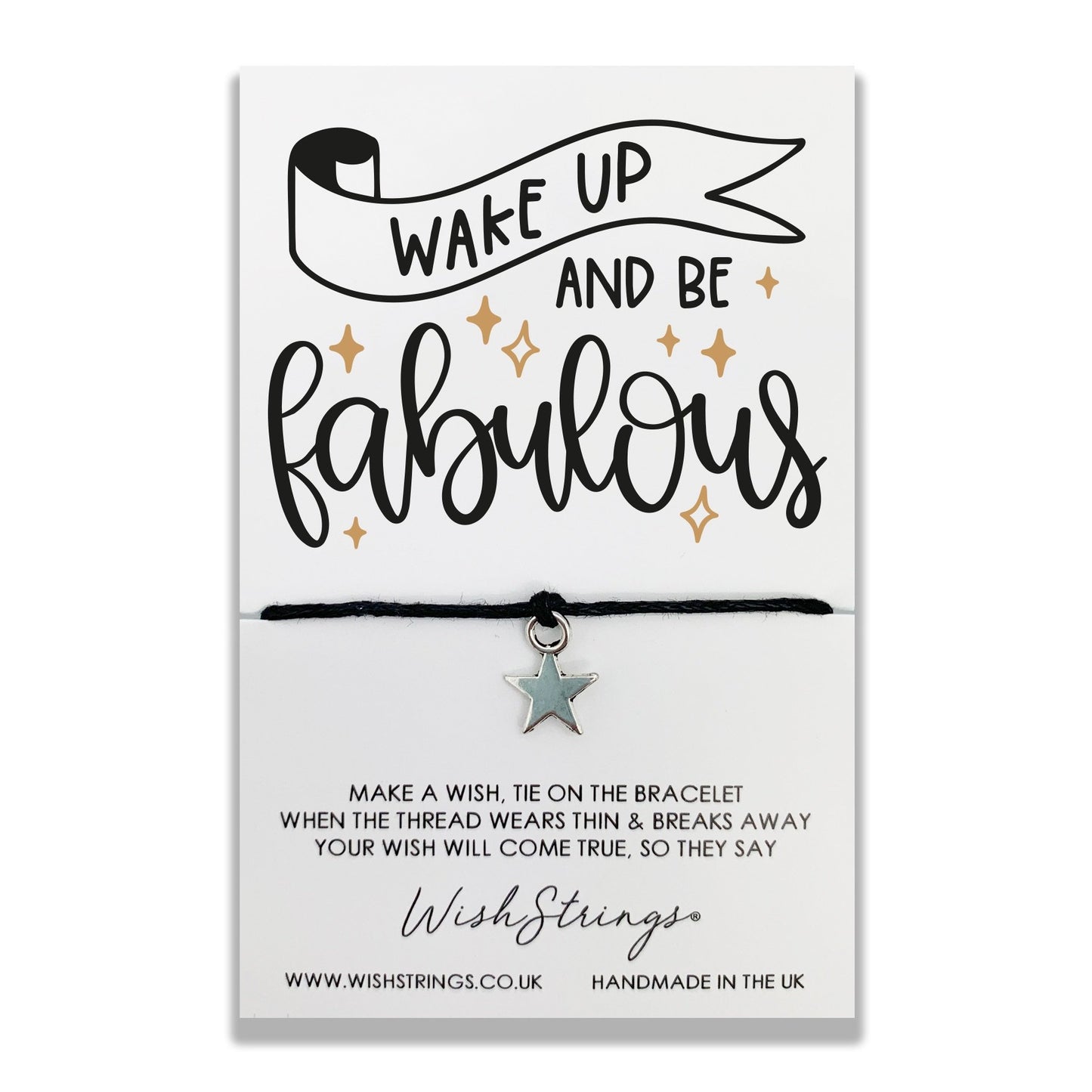 Wake Up & Be Fabulous Wish String Bracelet With Lucky Charm