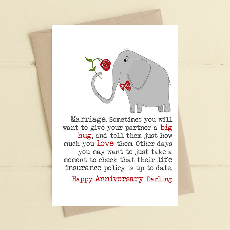 Give A Big Hug And Tell Them Anniversary Greeting Card