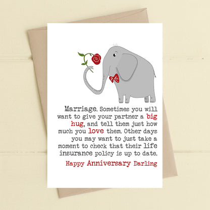 Give A Big Hug And Tell Them Anniversary Greeting Card