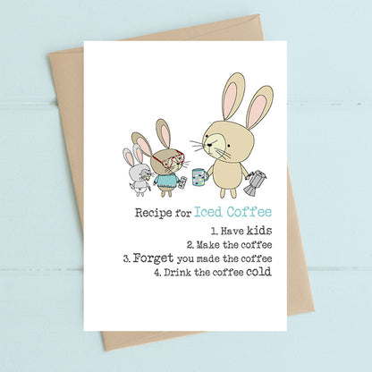 Recipe For Iced Coffee With Kids Greeting Card