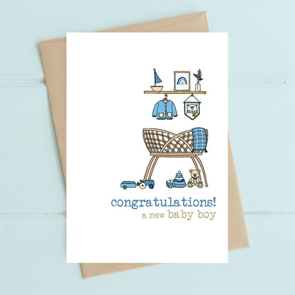 Congratulations A New Baby Boy Nursery Greeting Card