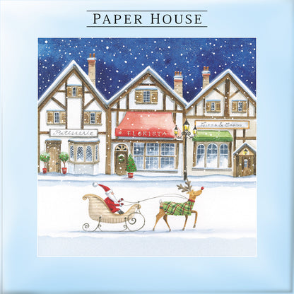 Box of 10 Paper House Christmas Snowy Streets Christmas Cards In 2 Designs