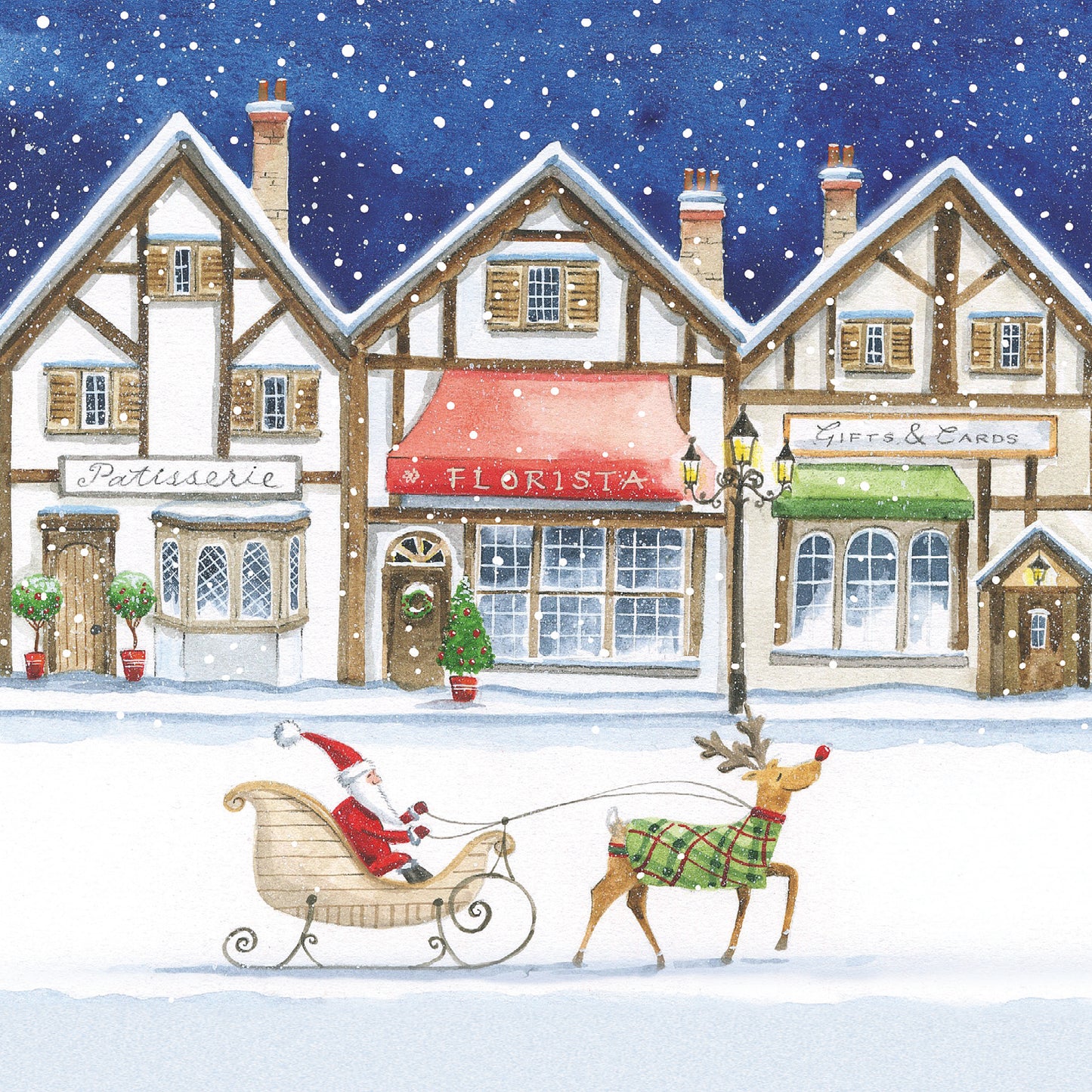 Box of 10 Paper House Christmas Snowy Streets Christmas Cards In 2 Designs
