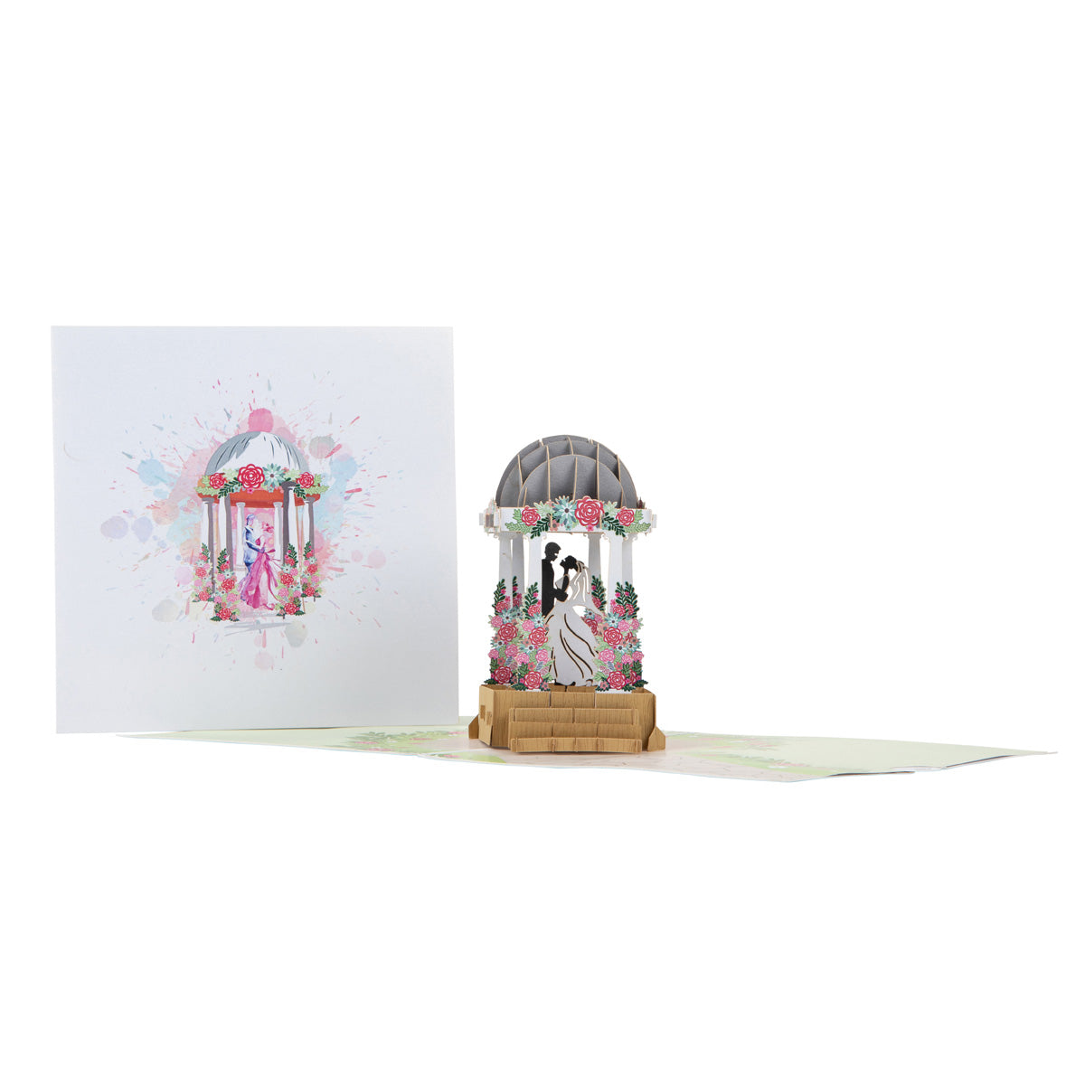 Floral Wedding Pagoda Pop Up Greeting Card