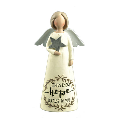 Know Hope Because Of You Feather & Grace Angel Figurine Guardian Angel Gift