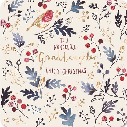 A Wonderful Granddaughter Festive Robin Christmas Card