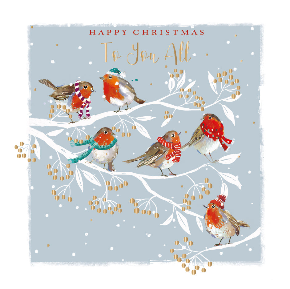 To You All Festive Robins Christmas Greeting Card