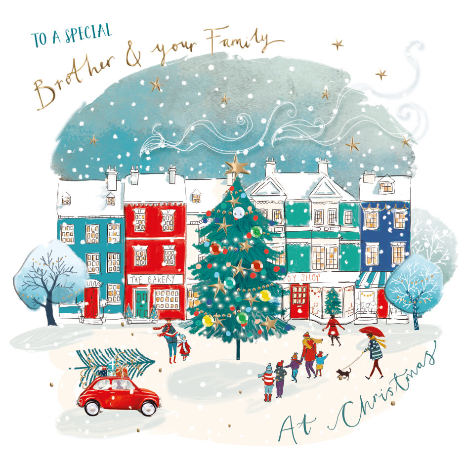 To A Special Brother & Your Family Foiled Christmas Greeting Card
