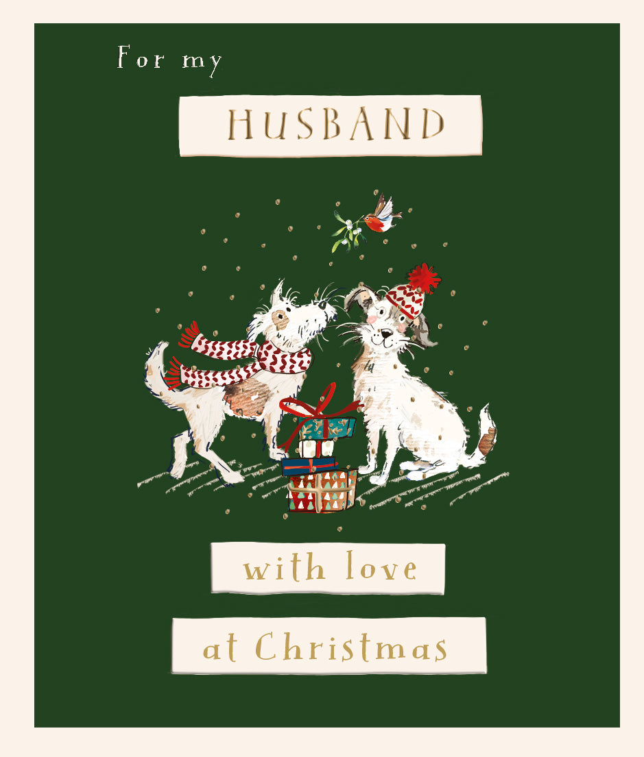 For My Husband Paw-Fect  Christmas Foiled Christmas Greeting Card
