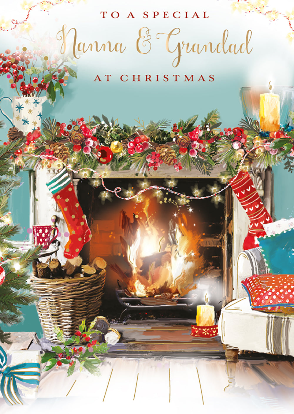To A Special Nanna & Grandad Fireside Christmas Card