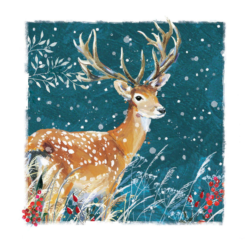 The Wildlife Festive Winter Majestic Stag Christmas Card