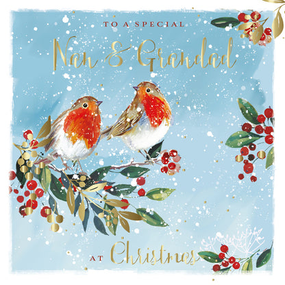The Wildlife Nan & Grandad Festive Robins Christmas Card