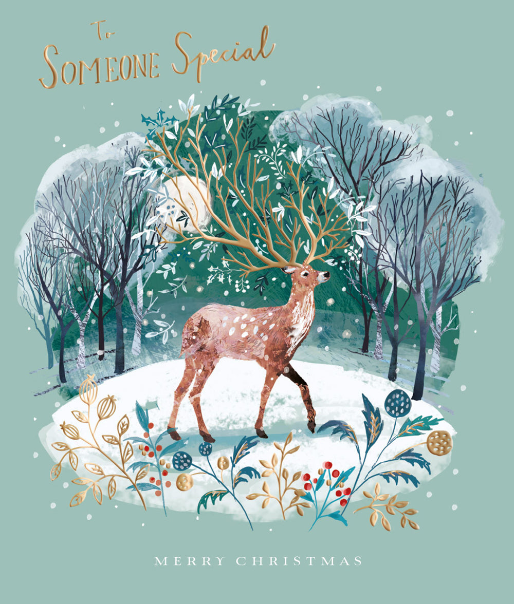Someone Special Gold Foiled Festive Stag Christmas Card
