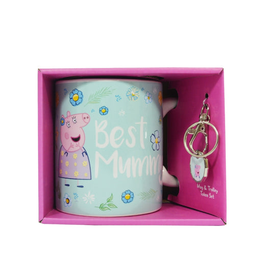 Peppa Pig Best Mummy Mug & Trolley Token Keyring Gift Set