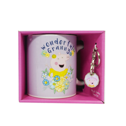 Peppa Pig Wonderful Granny Mug & Trolley Token Keyring Gift Set