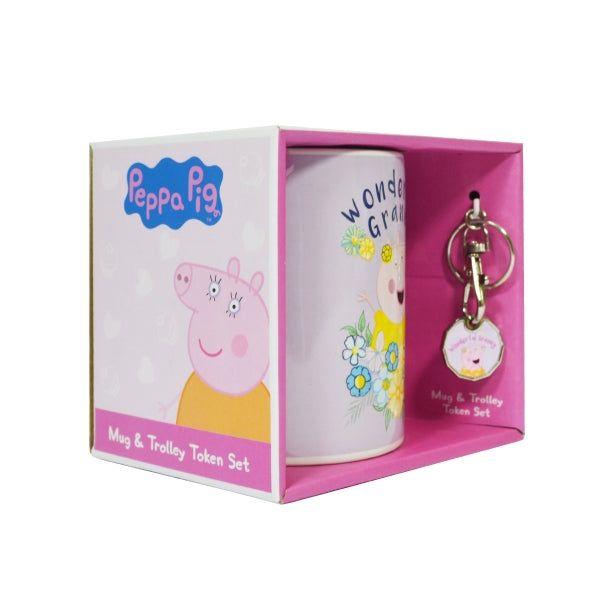 Peppa Pig Wonderful Granny Mug & Trolley Token Keyring Gift Set