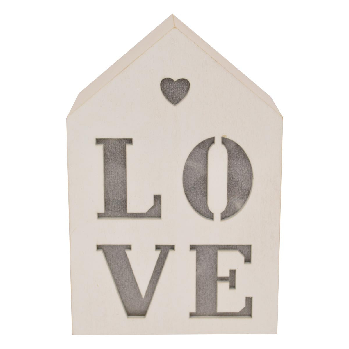 Love Light Up House Shaped White Wooden Block