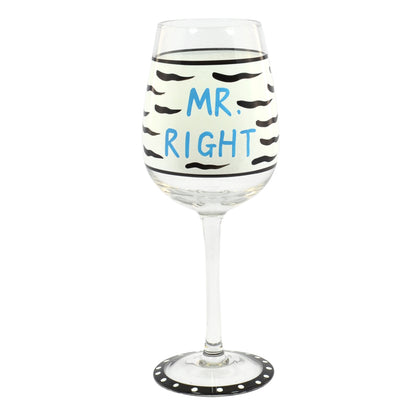 Mr Right Off The Cuff Decorated Wine Glass In Gift Box