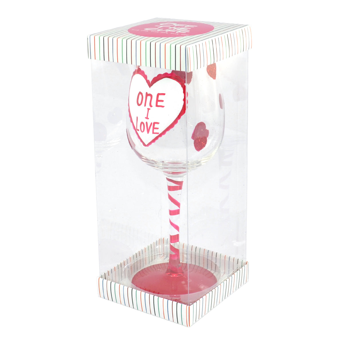 One I Love Off The Cuff Decorated Wine Glass In Gift Box