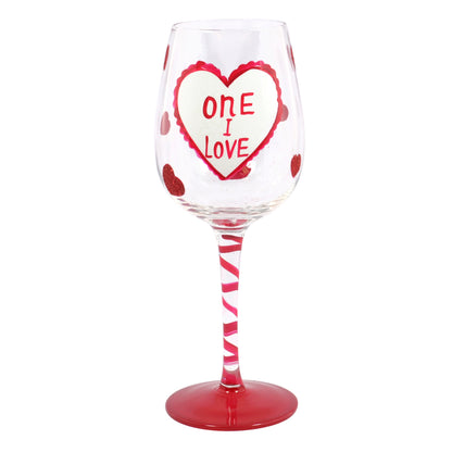 One I Love Off The Cuff Decorated Wine Glass In Gift Box