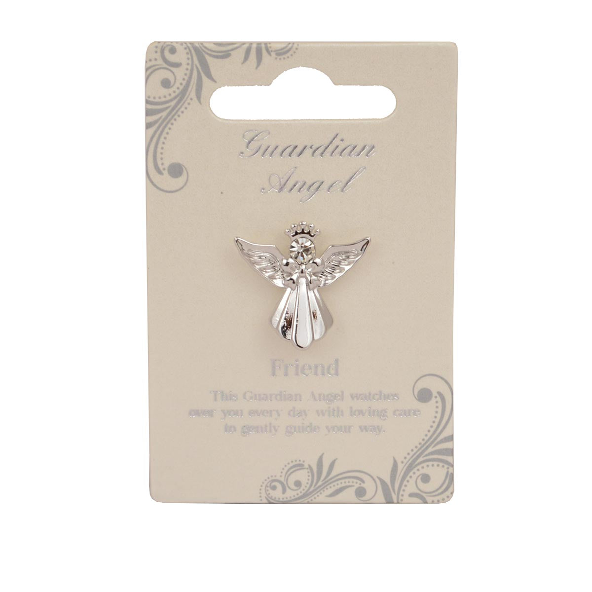 Friend Guardian Angel Silver Coloured Angel Pin With Gem Stone