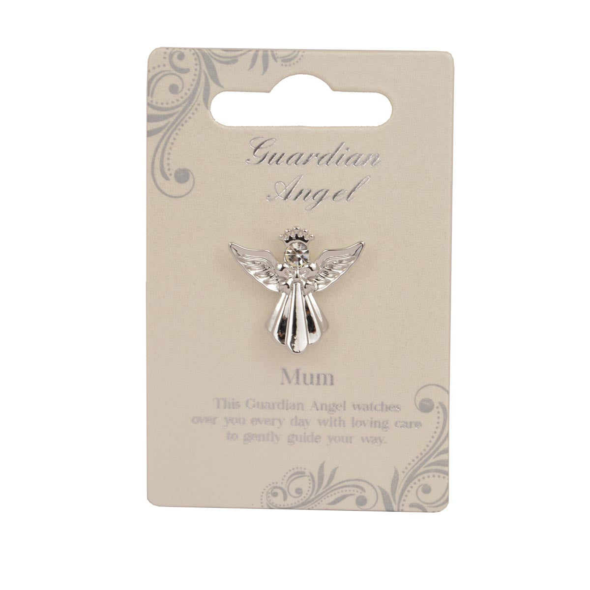 Mum Guardian Angel Silver Coloured Angel Pin With Gem Stone