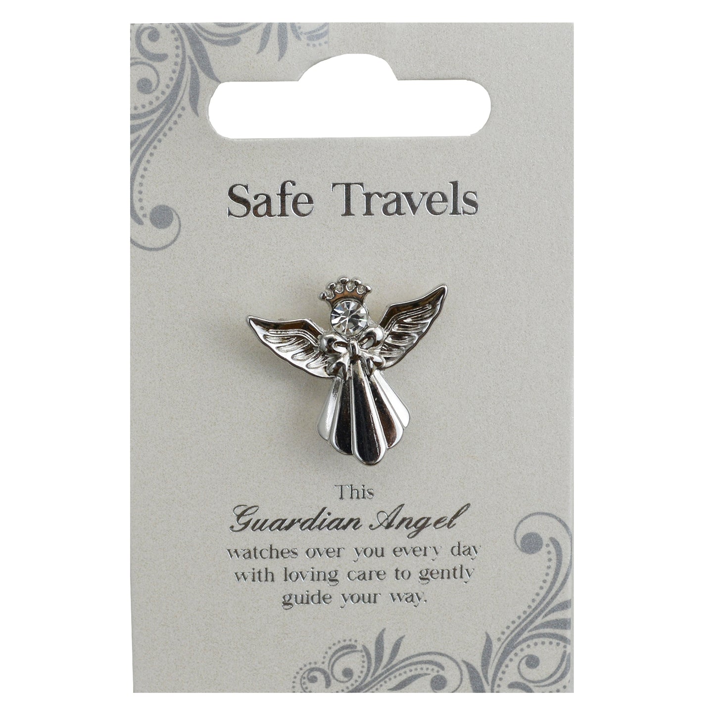 Safe Travels Silver Coloured Angel Pin With Gem Stone