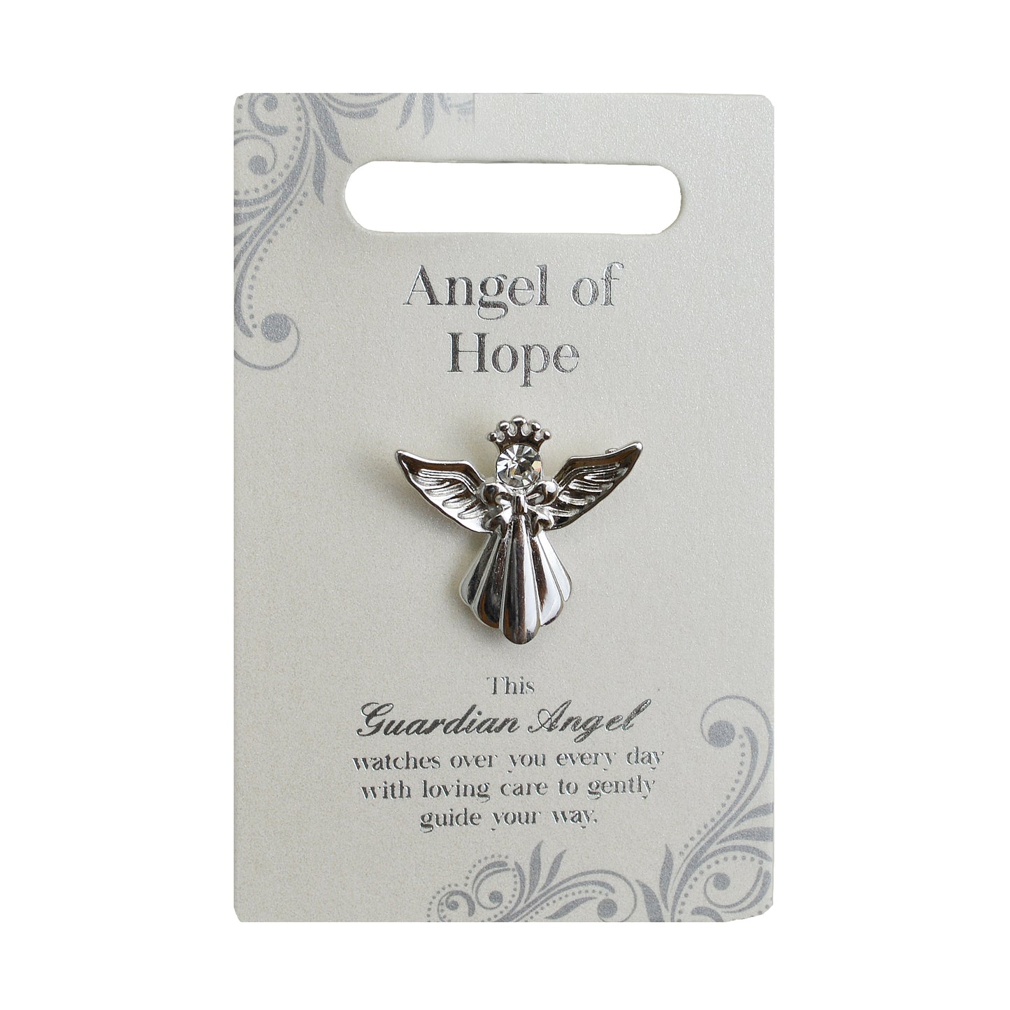 Angel Of Hope Silver Coloured Angel Pin With Gem Stone