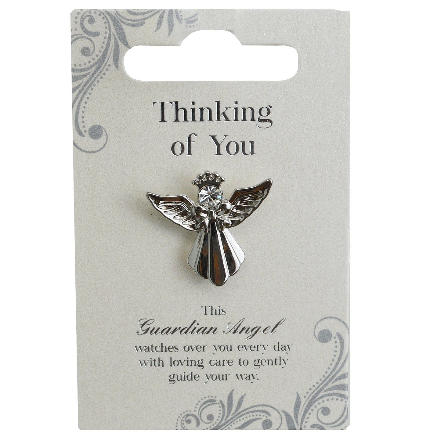 Thinking Of You Silver Coloured Angel Pin With Gem Stone