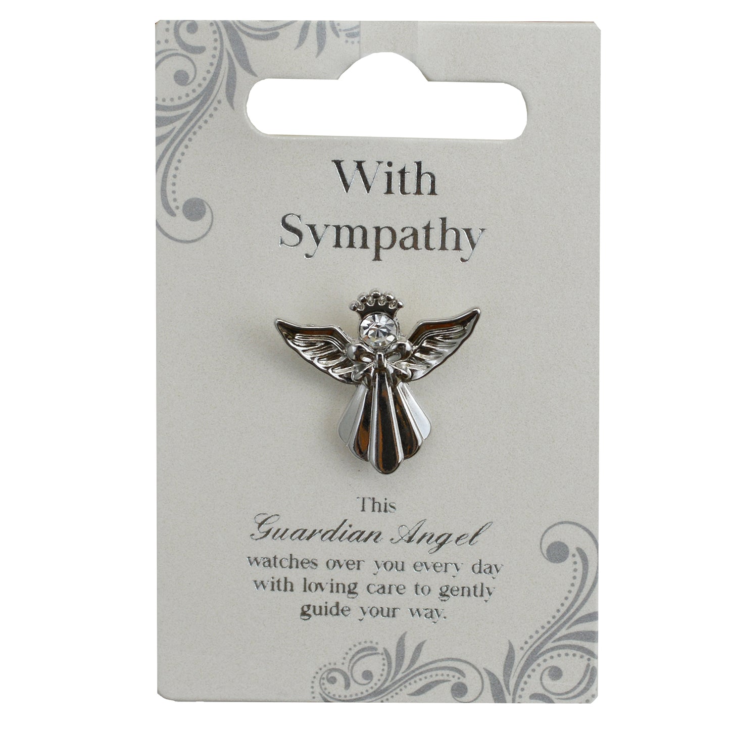 With Sympathy Silver Coloured Angel Pin With Gem Stone
