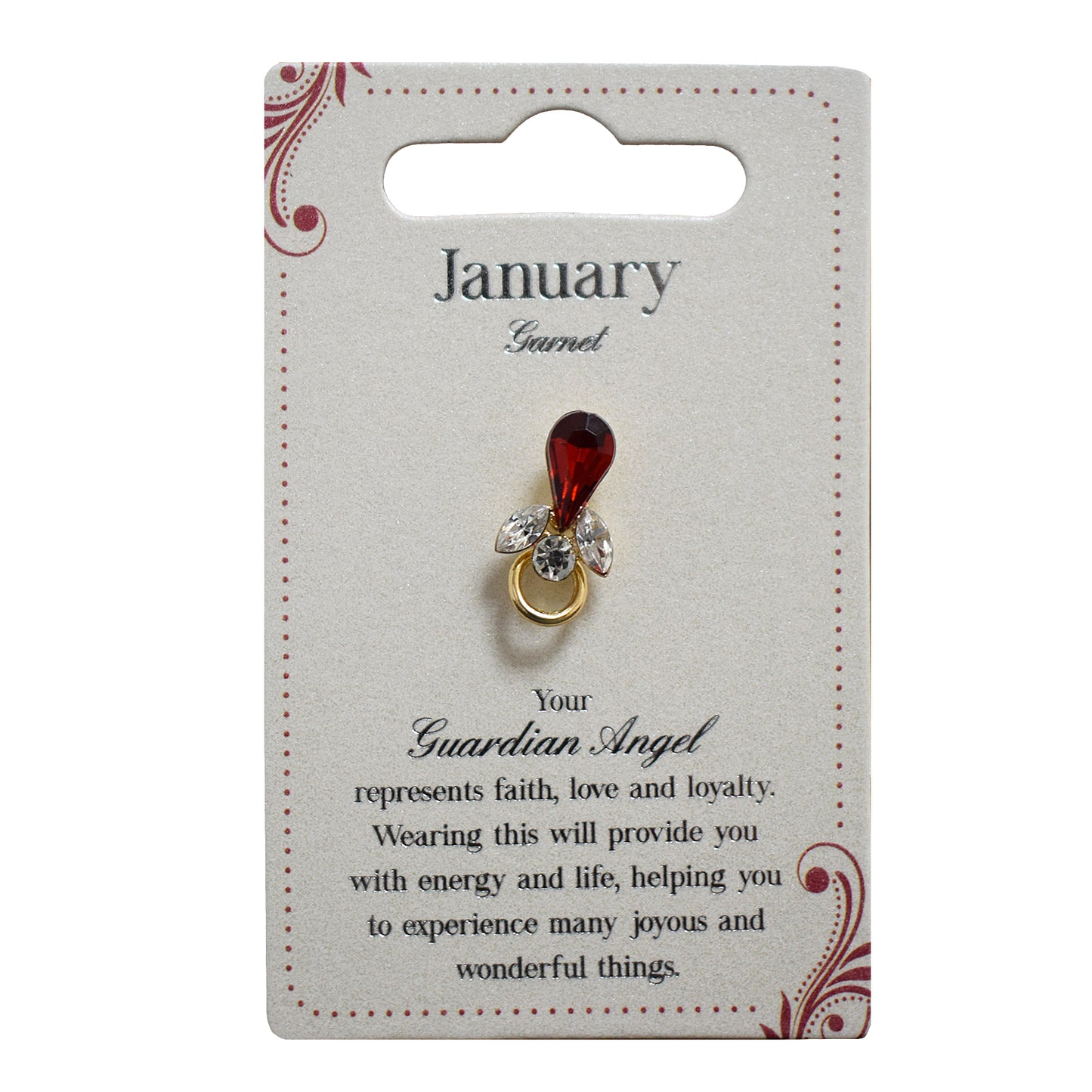 Guardian Angel January Birthstone Angel Pin With Gem Stone