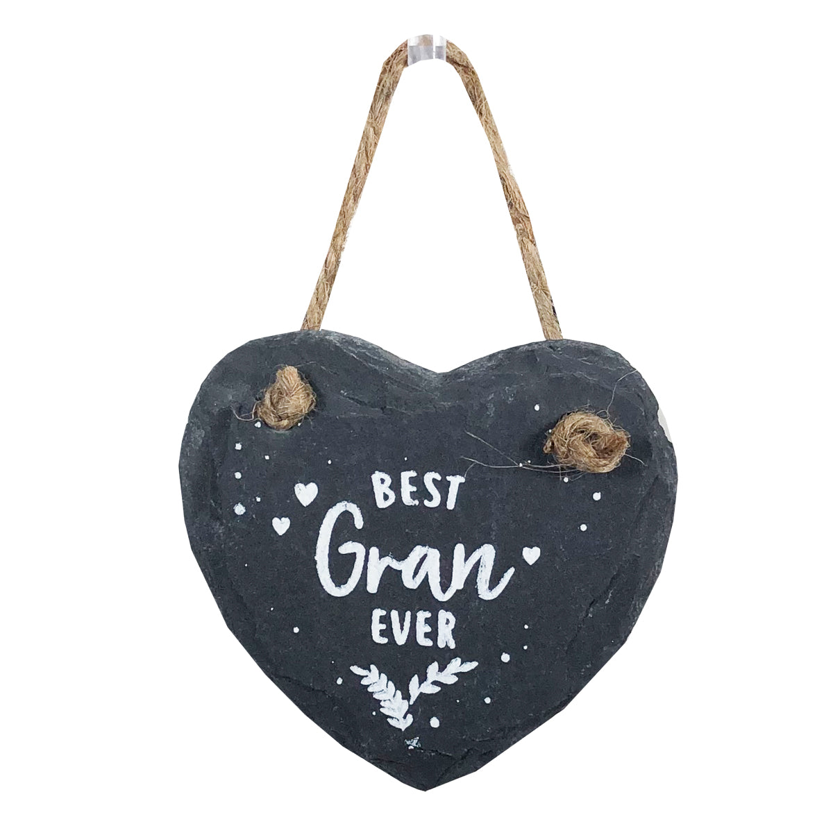 Bestest Gran Mini Heart Shaped Hanging Slate Plaque