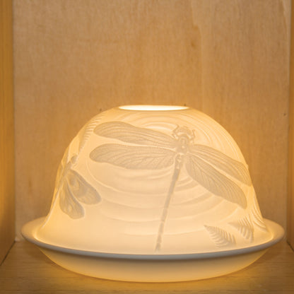 Nordic Lights Dragonflies Bone Porcelain Candle Shade