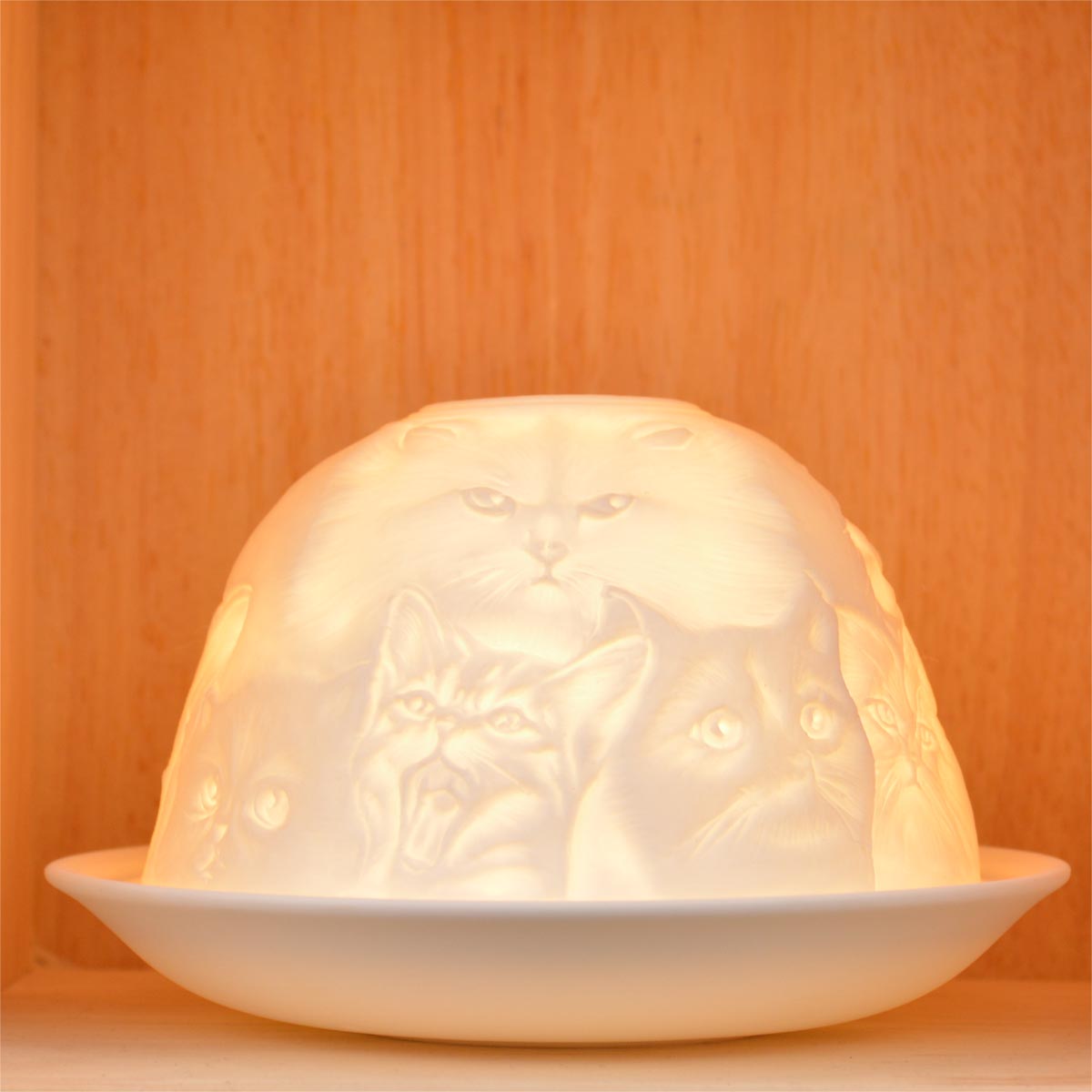 Nordic Lights Stencil Cats Bone Porcelain Candle Shade
