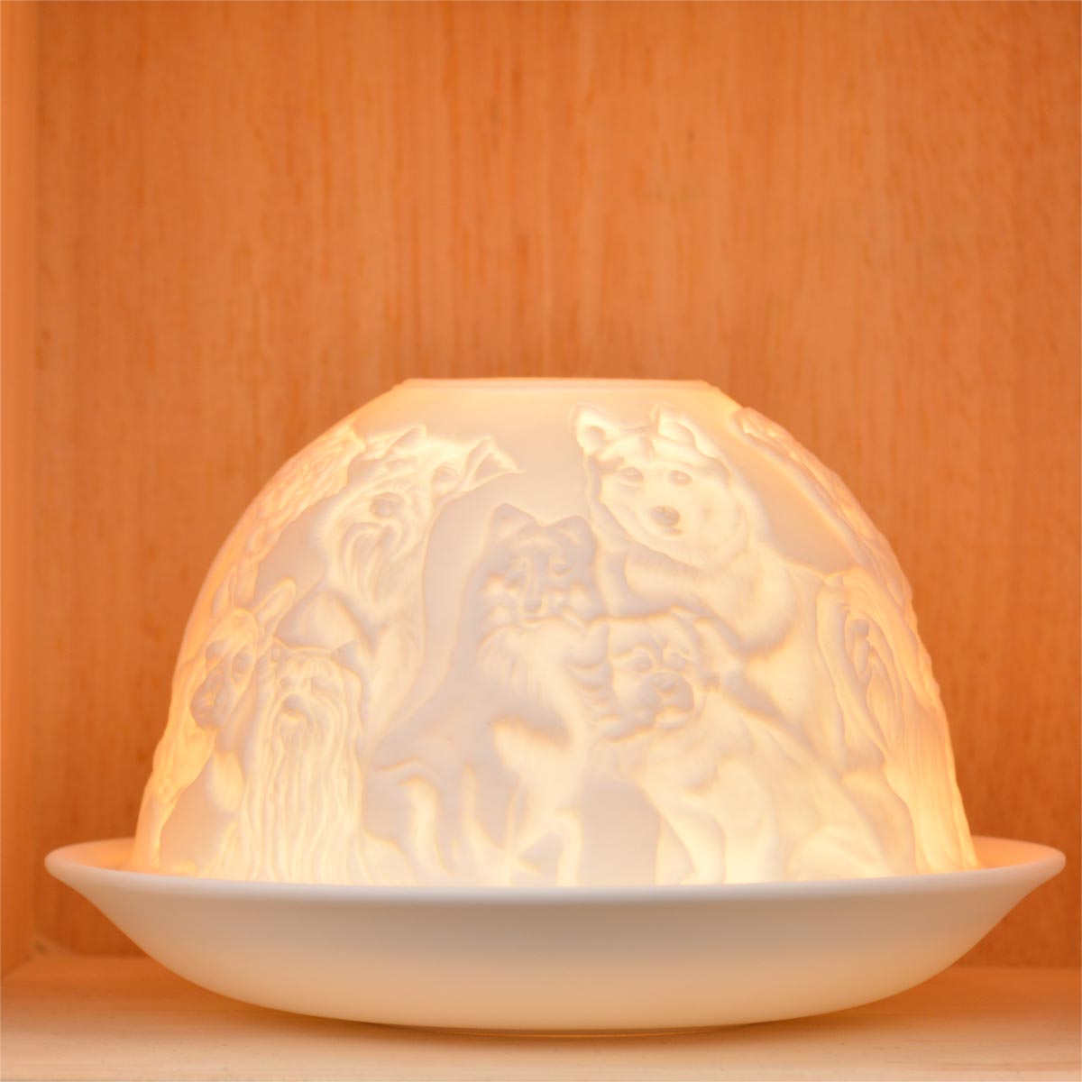 Nordic Lights Stencil Dogs Bone Porcelain Candle Shade
