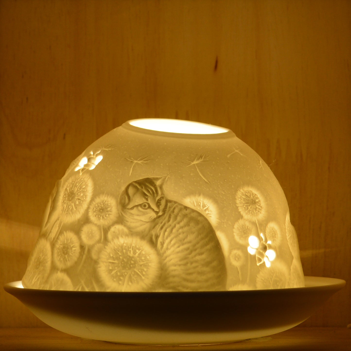 Nordic Lights Stencil Cat Bone Porcelain Candle Shade