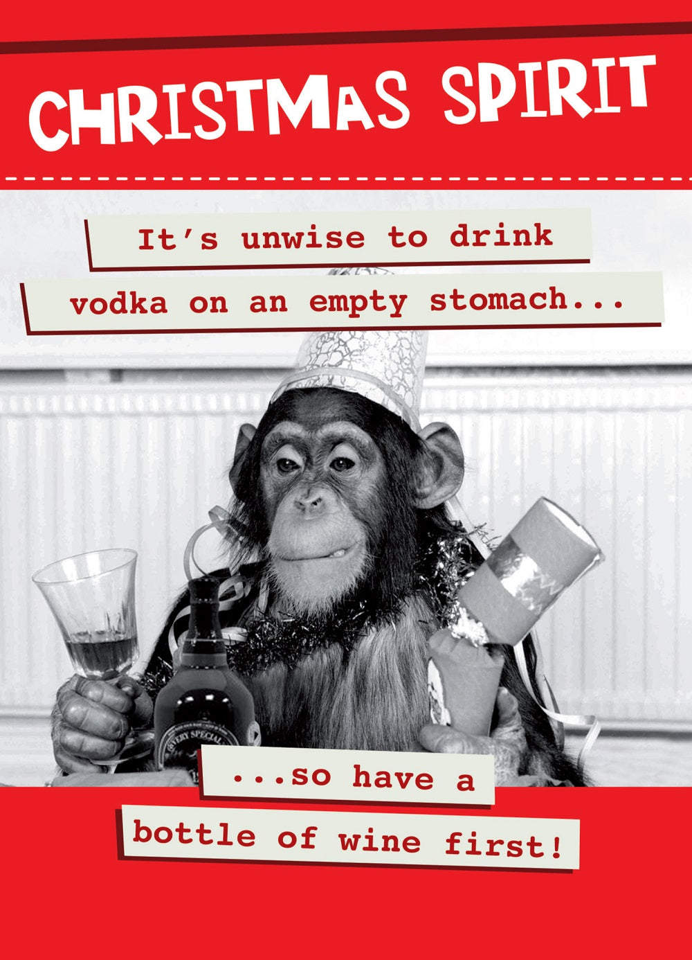 To Drink On An Empty Stomach Funny Christmas Card