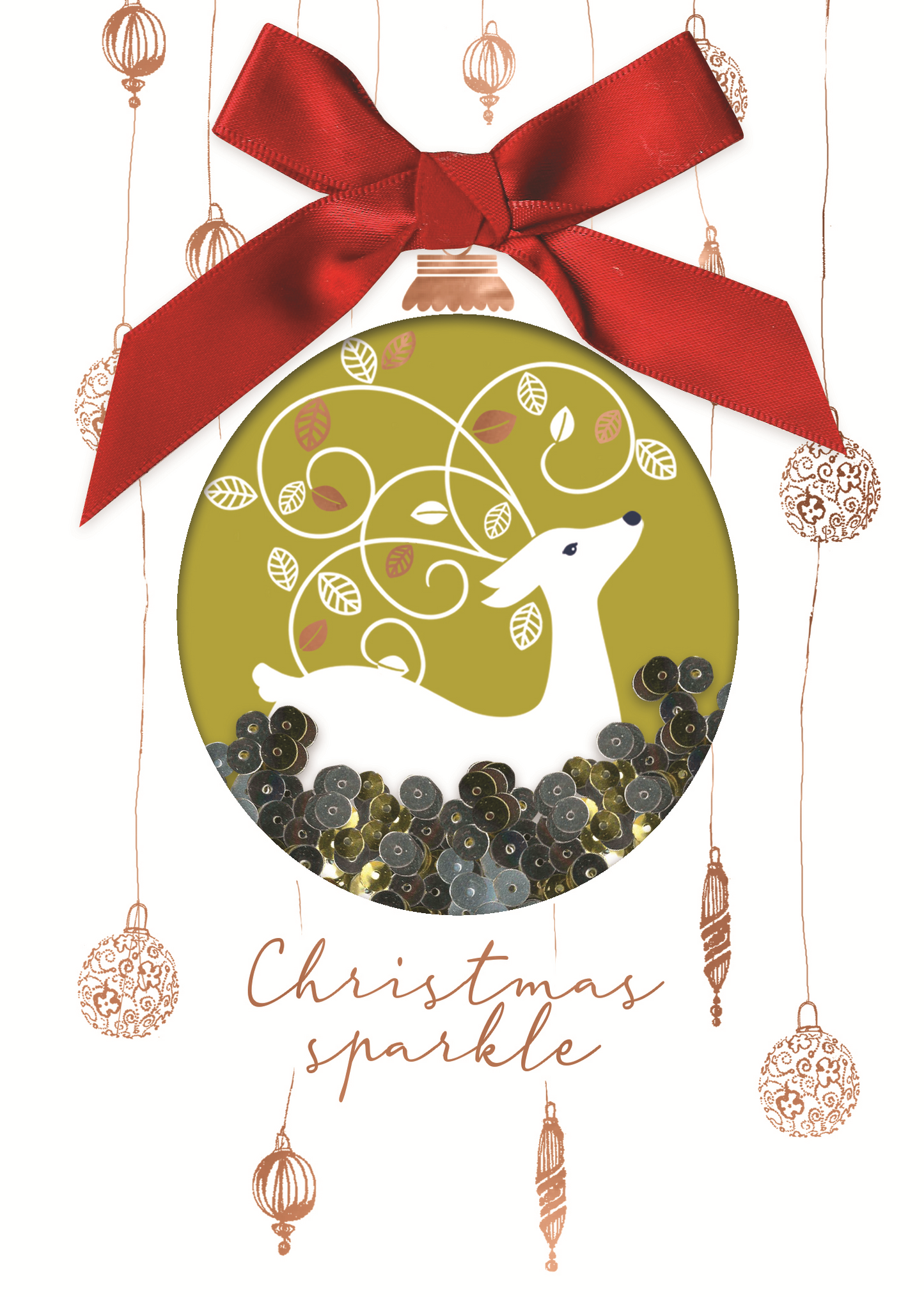 Christmas Sparkle Festive Bauble Hand-Finished Foiled Christmas Card