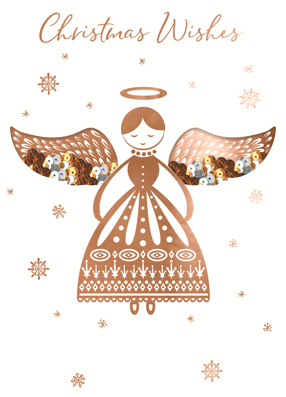 Christmas Wishes Festive Angel Hand-Finished Foiled Christmas Card