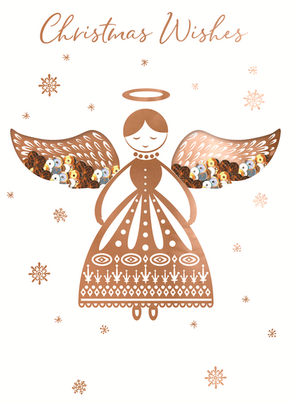 Christmas Wishes Festive Angel Hand-Finished Foiled Christmas Card