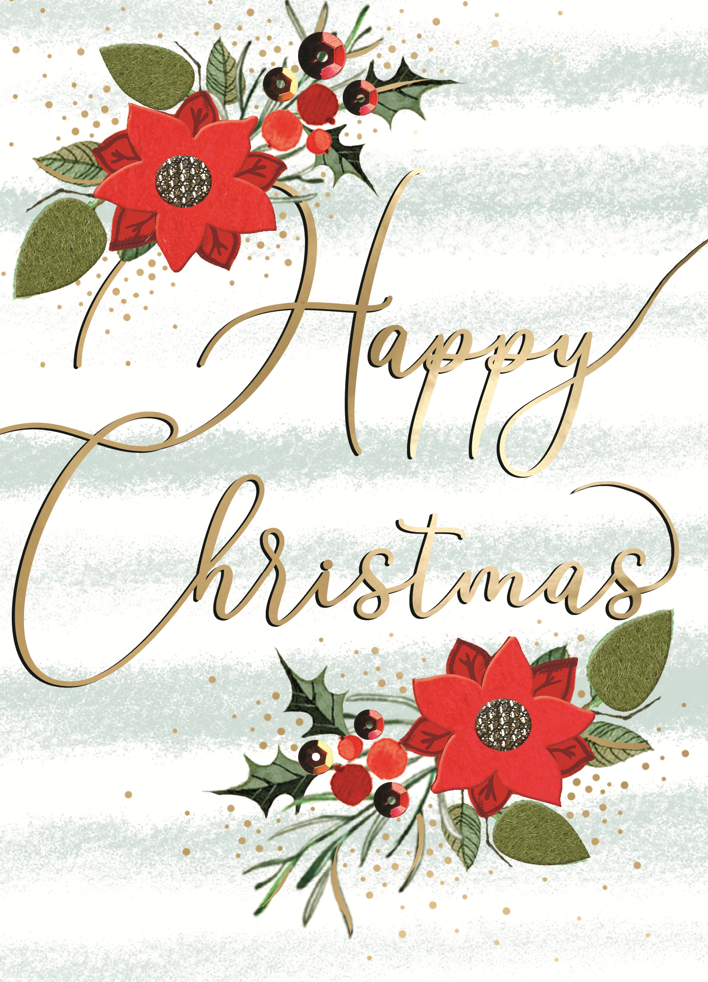 Happy Christmas Poinsettia Hand-Finished Foiled Christmas Card