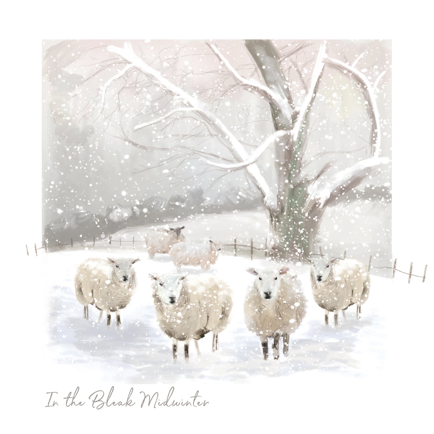 Box of 16 Deer & Sheep In The Snowy Clearing Art Christmas Cards