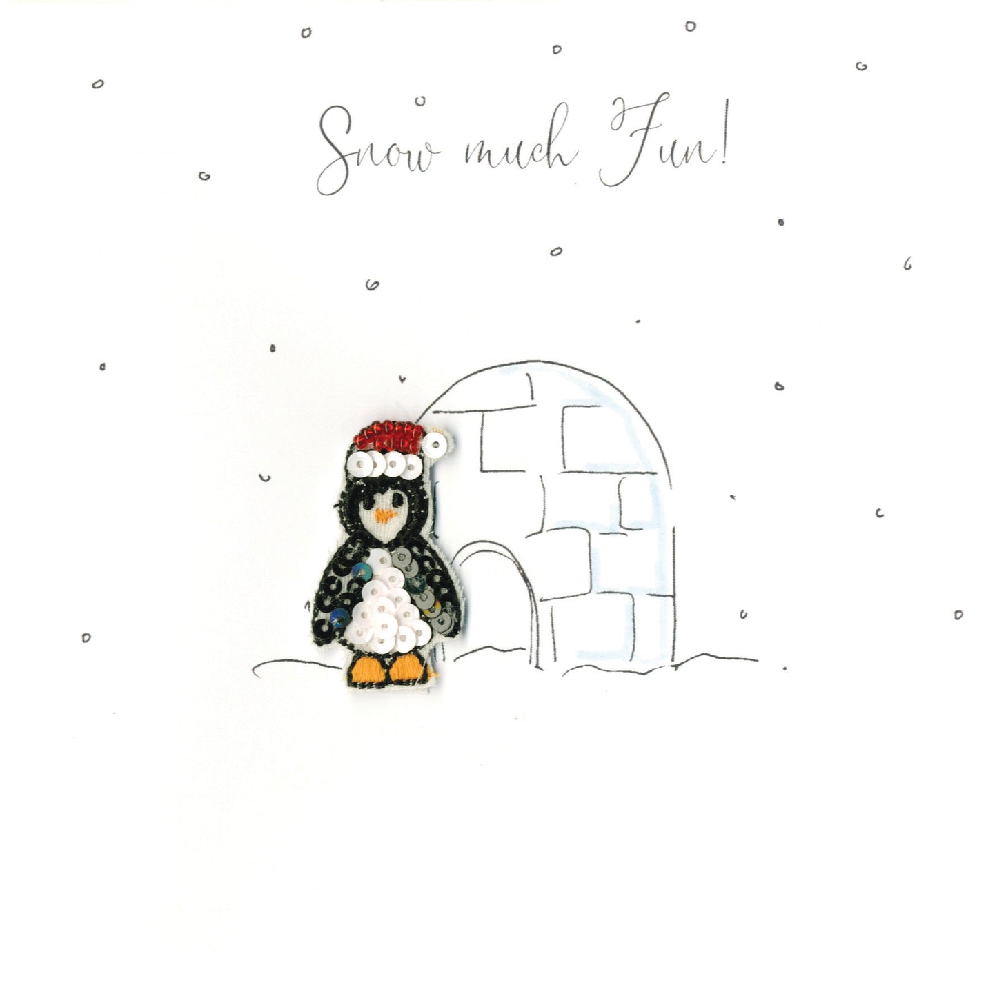 Individual Festive Penguin Christmas Card Hand-Finished
